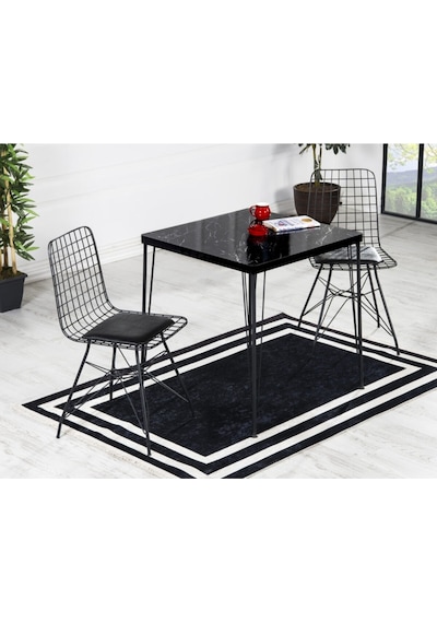 Avvio Ekru 2 Kişilik Yemek Masası Takımı-mutfak Masası Takımı-siyah Mermer Görünümlü 70x70 Oval Kenar Siyah Mermer Avvio Ekru 2 Kişilik Yemek Masası Takımı-mutfak Masası Takımı-siyah Mermer Görünümlü 70x70 Oval Kenar Siyah Mermer