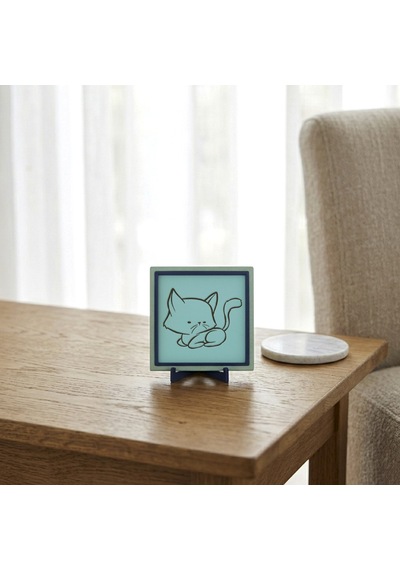 Kedi Figürlü Çağdaş Tasarım Masaüstü Objesi, Ev Ve Ofisiniz İçin Eğenceli Ve Estetik Dekor 10x10 Cm