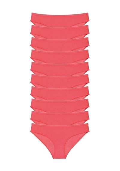 10 Adet Süper Eko Set Likralı Kadın Slip Külot Fuşya Beden: M Standart