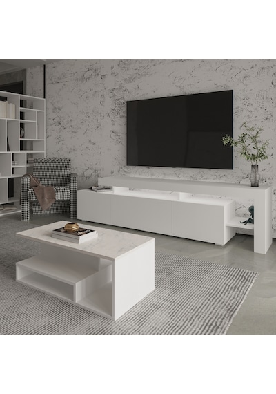 İnarch Dizayn Beliz Led Işıklı Tv Sehpası Ve Vera Orta Sehpa Set - Oturma Odası Modern Takım Beyaz Mermer İnarch Dizayn Beliz Led Işıklı Tv Sehpası Ve Vera Orta Sehpa Set - Oturma Odası Modern Takım Beyaz Mermer