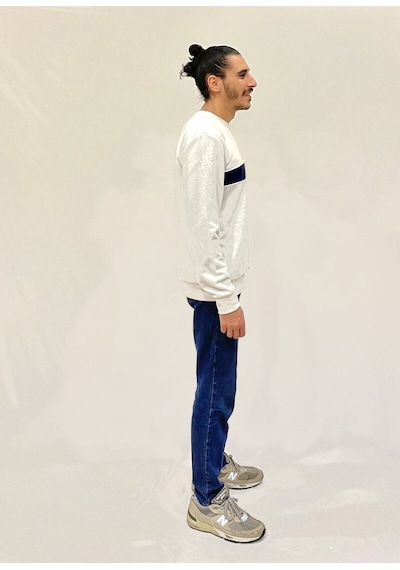 Erkek Bisiklet Yaka Rahat Kalıp 3 İplik Kalın Garnili Sweatshirt Spr24sw35 Ecru