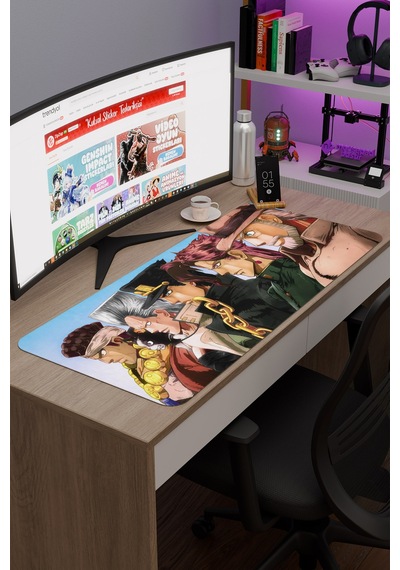 Jojo No Kimyou Na Bouken V1 - 90x40 Xxl Gaming Kauçuk Kaymaz Taban Mouse Pad Fare Altlığı