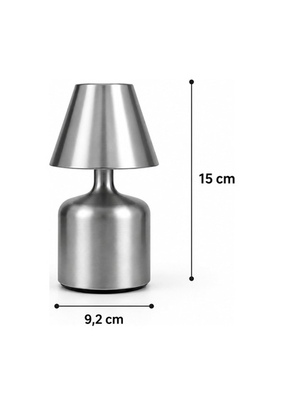 Tr Şarj Edilebilir Led Masa Lambası, Dokunmatik 3 Renk Modlu, 1800 Mah Kablosuz Metal Abajur, Usb Şarjlı Komodin Gec Genel