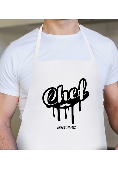 Kişiye Özel Chef Erkek Mutfak Önlüğü - 2 Bej