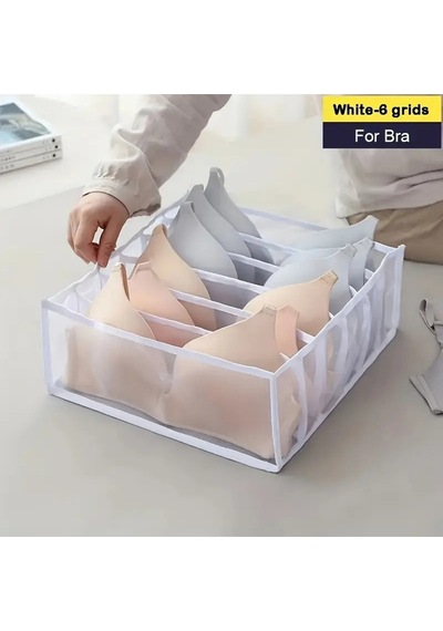2 Adet 8 Bölmeli Şeffaf Sütyen Düzenleyici 38x30x11cm Pvc Kenarlı Polyester Beyaz Tr Diğer