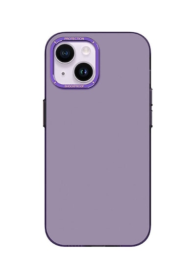 Apple Uyumlu iPhone 14 Kılıf Metal Kamera Çerçeveli Recci Glaze Serisi Kapak Siyah