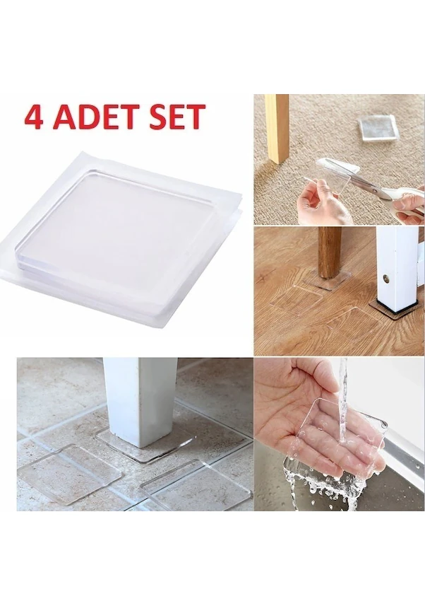 4 Adet Silikon Şeffaf Koltuk Mobilya Masa Beyaz Eşya Yazıcı Koruyucu Kaydırmaz Dayanıklı Pedler 4 X 4 Cm Mobilya Ayakları Renksiz