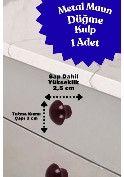 Klc Metal Yuvarlak Maun Düğme Kulp - Çocuk Odası, Mutfak Ve Dolap İçin Modern Çekmece Kulbu Kulpları Maun Maun