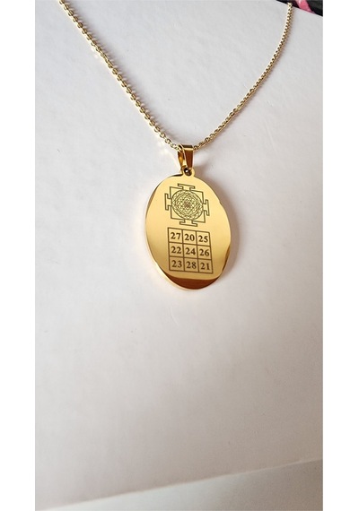 Sri Yantra Ve Kubera Yantra Satış Artırma Ve İş Başarısı Sayı Sekanslı Çelik Kolye Altın