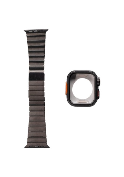 Apple Watch 7 45mm Uyumlu Krd-126 Sert Kasa Koruyuculu Metal Kordon - Gümüş