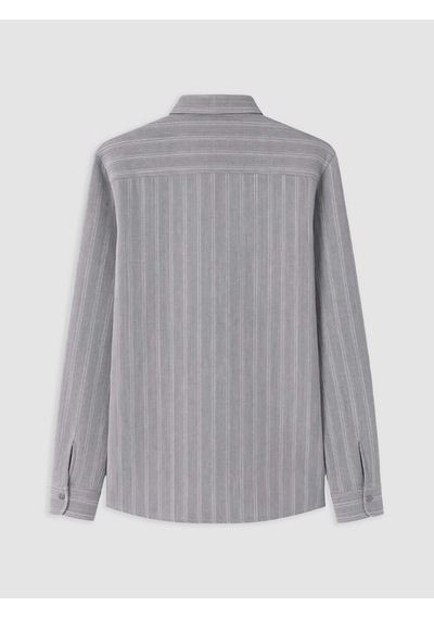 Lcw Vision Gri Slim Fit Çizgili Erkek Gömlek