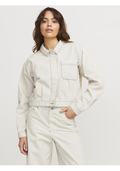 Jack & Jones Kadın Çizgili Gömlek - Maddy - 12267802 Blanc De Blanc Çok Renkli