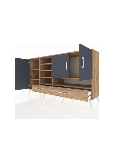 Hyperion Konsol 8 Raflı 2 Çekmeceli 3 Kapaklı 176x44x99 Çam-antra Çam-antrasit/çam Hyperion Konsol 8 Raflı 2 Çekmeceli 3 Kapaklı 176x44x99 Çam-antra Çam-antrasit/çam