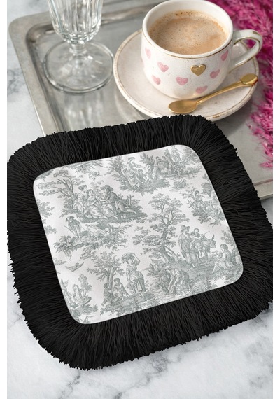 Toile Temalı Zarif Saçaklı Sunum Peçetesi-fransız Country Vintage Gri Siyah Bardak Altlığı Mendil Yosunlu Sütlü Bej Toile Temalı Zarif Saçaklı Sunum Peçetesi-fransız Country Vintage Gri Siyah Bardak Altlığı Mendil Yosunlu Sütlü Bej