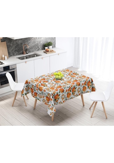 Orange Lotus Masa Örtüsü -turuncu Çok Renkli