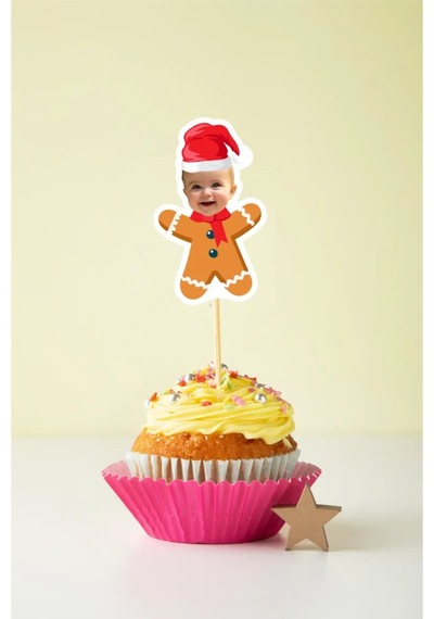 Chrıstmas Cupcake Pasta Süsü Kürdan 10 Adet Kişiye Özel Pasta Süsü 0