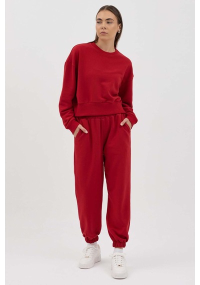 Buly Cozy Beli Lastikli Jogger Eşofman Altı Kırmızı