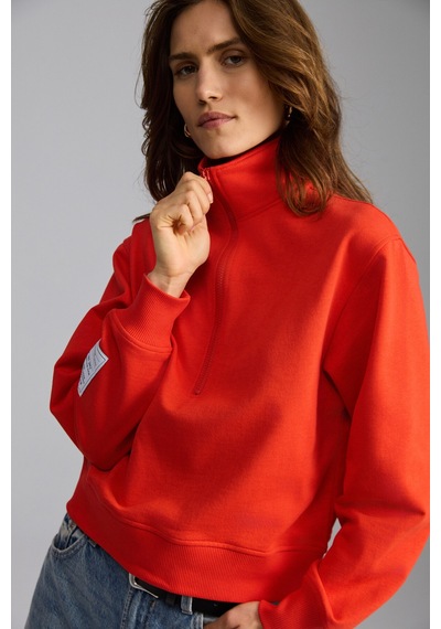 Ethıquet Saılenıs Kadın Yumuşacık Içi Şardonlu Organik Pamuk Yarım Fermuarlı Regular Kırmızı Sweatshirt