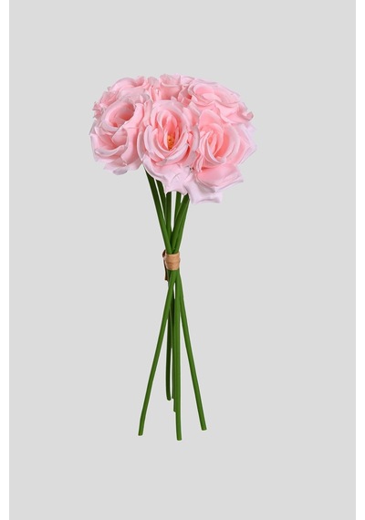 Pembe Yapay Gül Buketi 6 Dallı Lüx İpeksi Dokulu 35 Cm