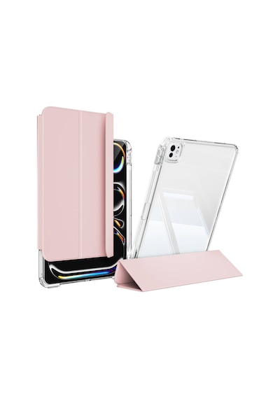 Apple Uyumlu iPad, Pro 13 2025 M5 Kılıf Magnetik Ayrılabilen Airbagli Mkst Sliding Tablet Kılıfı - Pembe A Tablet Kılıfı