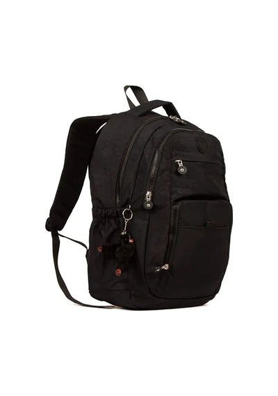 Bizoon Np288 Unisex Su Geçirmez Kumaş Günlük Okul Seyahat Siyah Sırt Çantası