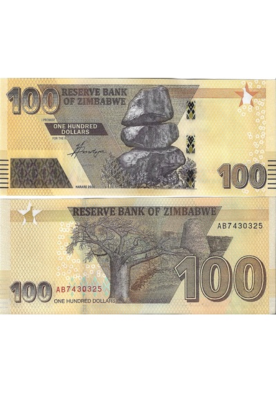 Zimbabwe 2020 Yılı 100 Dolar Yabancı Kağıt Para Çil Unc Koleksiyon Para
