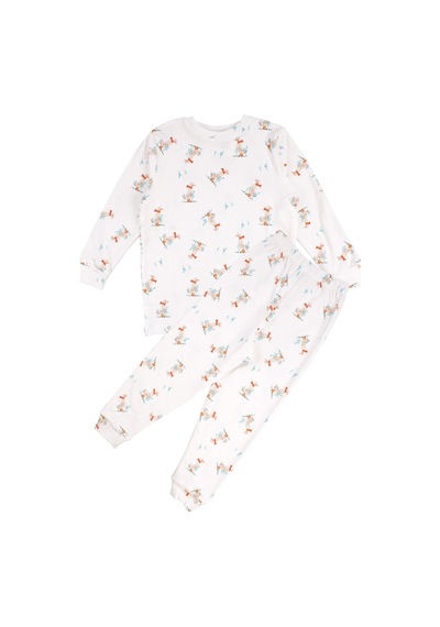 Bebegen Unisex Ekru Ördek Baskılı Pijama Takımı Çok Renkli