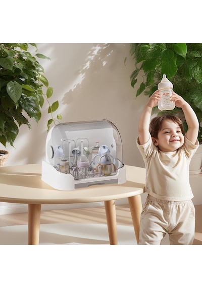 Hpytech Kapaklı Bebek Biberon Kurutucu Standı Saklama Kutusu - Toz Geçirmez Taşınabilir Anne Bebek Mutfak Düzenleyici Çok Renkli