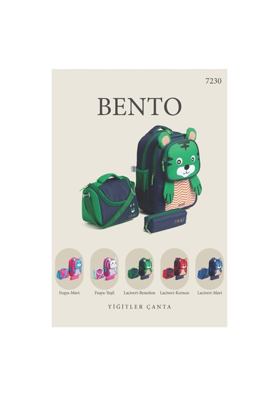İlkokul Bento Çanta+beslenme+ Kalemlik 3 Lü Lüx Takım Set Laci-mavi