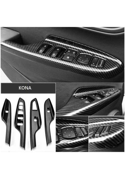 Hyundai Kona İçin Uyumlu Kapı Kolçak Kaplama - Pıano Black