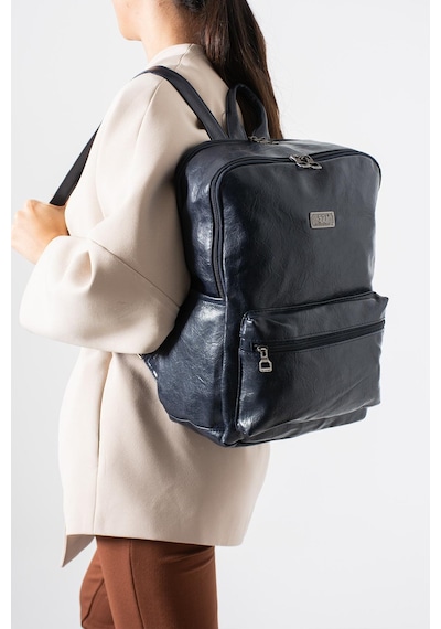 571 Collections Suni Deri Yıkama Sırt Çantası Poliüretan Lacivert Model: 571-14-16g Lacivert
