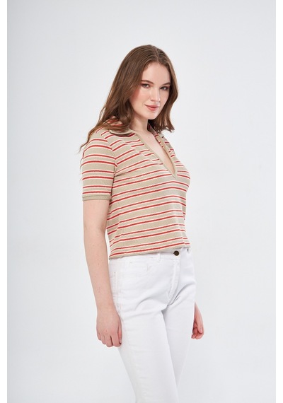 Kutaf Polo Yaka Çizgili T-shirt 001
