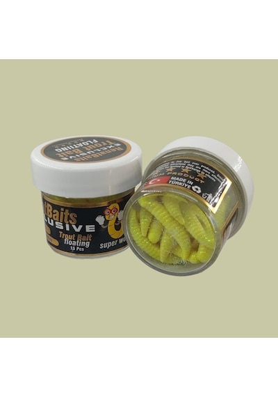 Renat Trout Bait Peynir Kokulu Silikon Kurtçuk Alabalık Yemi 15 Pcs - Limon Sarı-9565