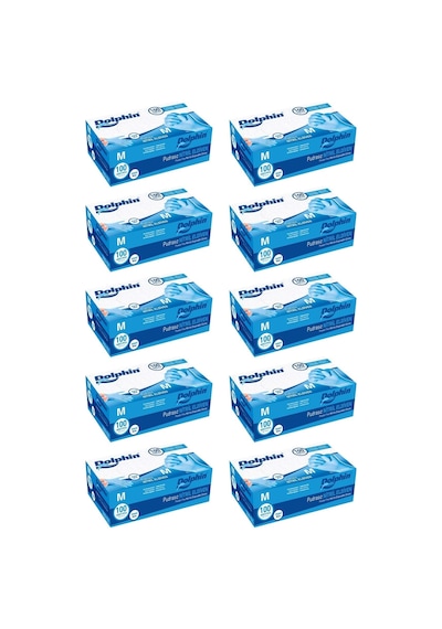 Dolphin Mavi Nitril Eldiven Pudrasız (M) 100Lü Paket 10 Adet