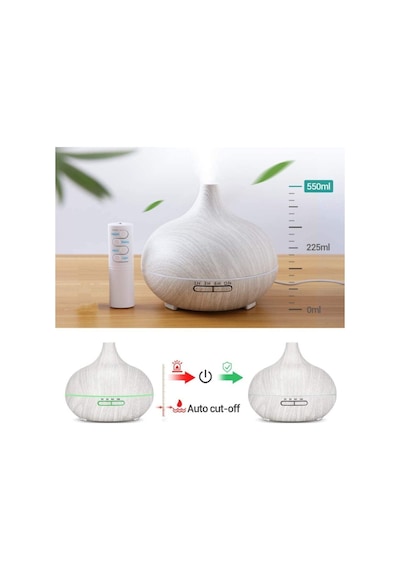 Aroma Terapi Oda Hava Nemlendirici Işıklı Ultrasonik Buhar Makinesi Ahşap Görünüm 7 Renk Led Işıklı