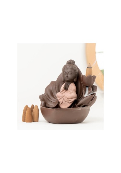 Zen Oturan Buddha Geri Akışlı Şelale Tütsülük Kahve