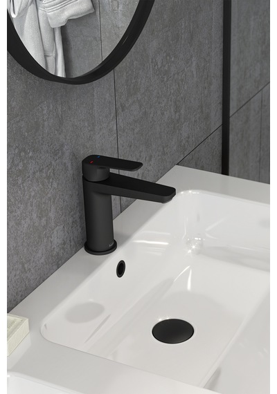 Teska Quars Lavabo Bataryası-full Siyah Mat Siyah