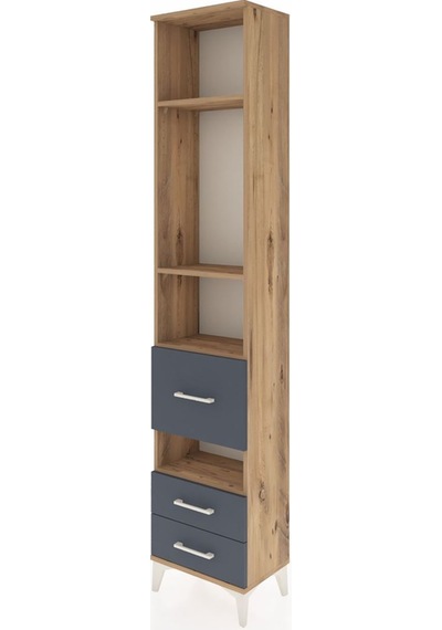 Arges Dolap 4 Raflı 3 Çekmeceli 44x30x221 Çam-antrasit Çam