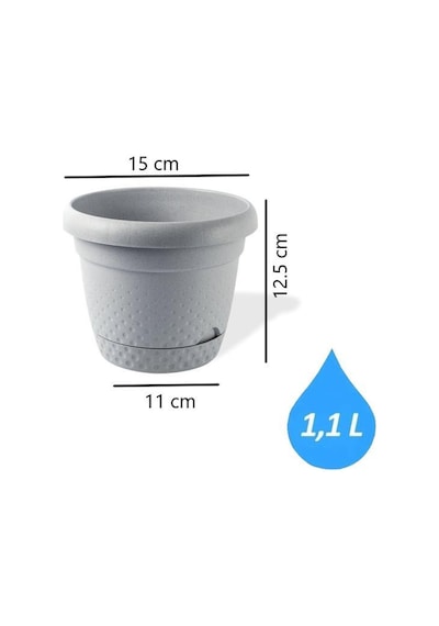 Omnipazar Krs-341 Dekoratif İnci Bitki Çiçek Saksı Takımı 1.1 Litre No 1 Gri
