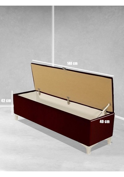 Vetra V2 Sandıklı Puf  Bordo Dilimli Model Sandıklı Bench Puf - Sandıklı Yatak Ucu Bankı
