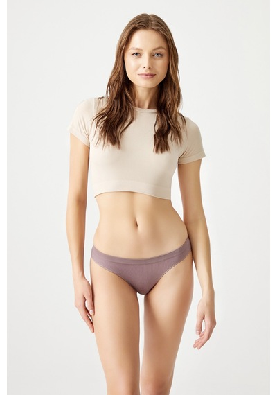 Los Ojos Mor Fitilli Seamless Klasik Külot Ribbed Classic Mor