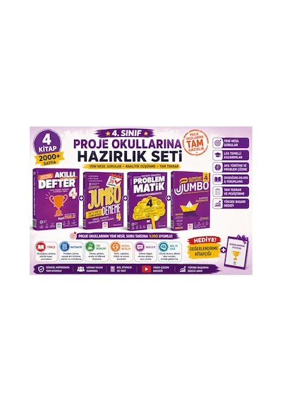 4. Sınıf Proje Okullarına Tam Hazırlık Seti 4 Kitap