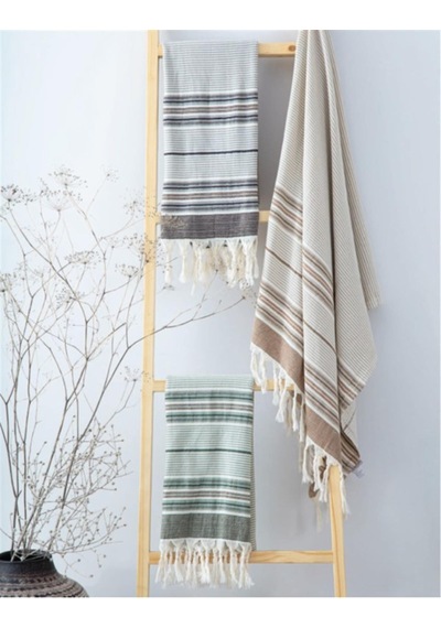 Ecocotton Arya Peştemal %10 0pamuk Jakarlı Kilim Saçaklı Siyah 90x180 Cm - Siyah