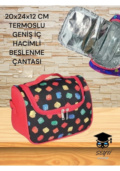 20x24x12 Cm Termoslu Geniş İç Hacimli Beslenme Çantası Avokado