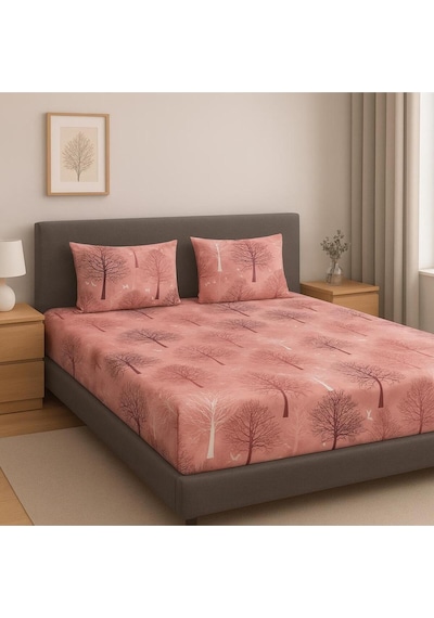 Üntaş Life Çift Kişilik Lastikli Çarşaf + Yastık Kılıfı Pembe 2 Adet Pembe