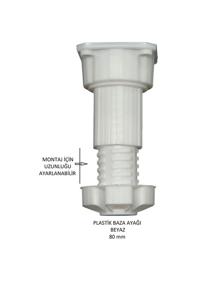 Plastik Baza Ayağı, Beyaz, 8 Cm Beyaz