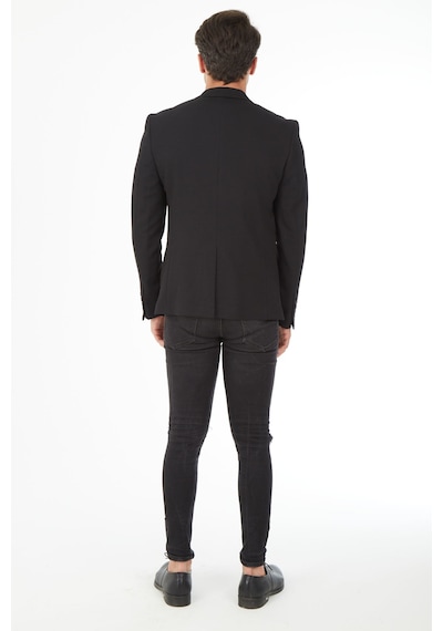 Sposo 5121 Dar Kalıp Örme Kumaş Siyah Erkek Blazer Ceket Siyah Sposo 5121 Dar Kalıp Örme Kumaş Siyah Erkek Blazer Ceket Siyah