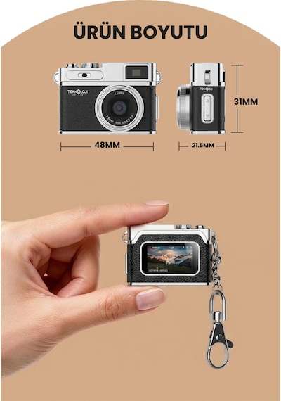 Teknoloji Gelsin Mini 1080P Ekranlı Dijital Anahtarlık Vlog Kamerası
