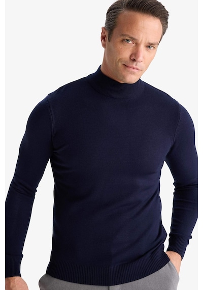 Defacto Slim Fit Dar Kesim Balıkçı Yaka Basic Düz Triko Kazak R1127AZ2WNNV207 Lacivert
