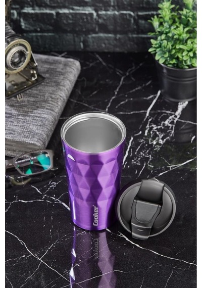 Cooker Lüx 350 ML Prizma Çelik Termos Mug Mor - Ckr2048